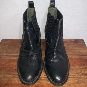Free People x Downeaster Alexa Black Leather Booties Boots